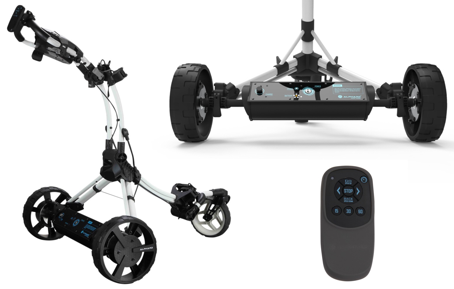The Club Booster eWheels transform your push cart into a remote controlled caddie.