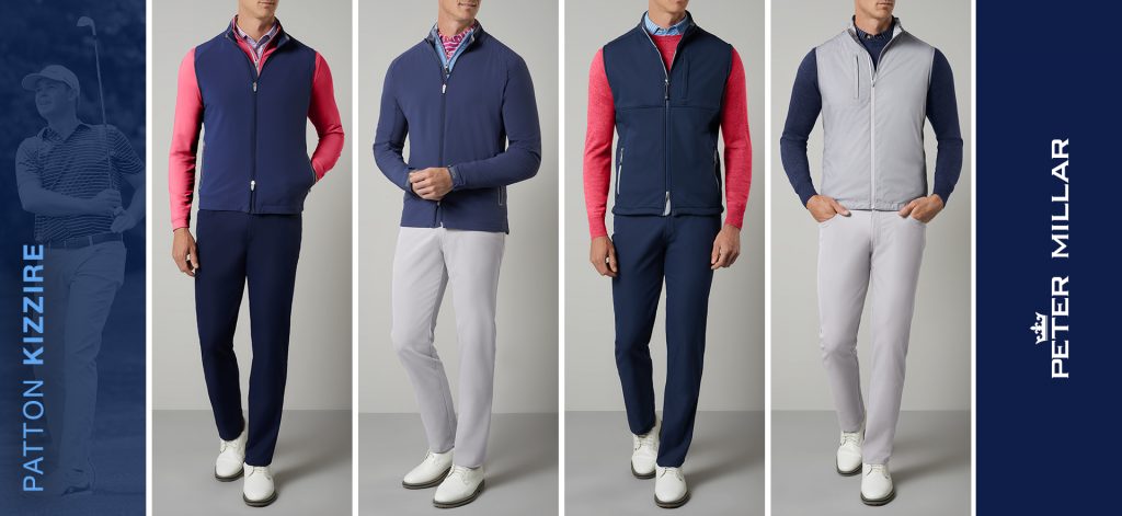Peter Millar apparel script for Patton Kizzire at The Open at Royal Portrush 2019.